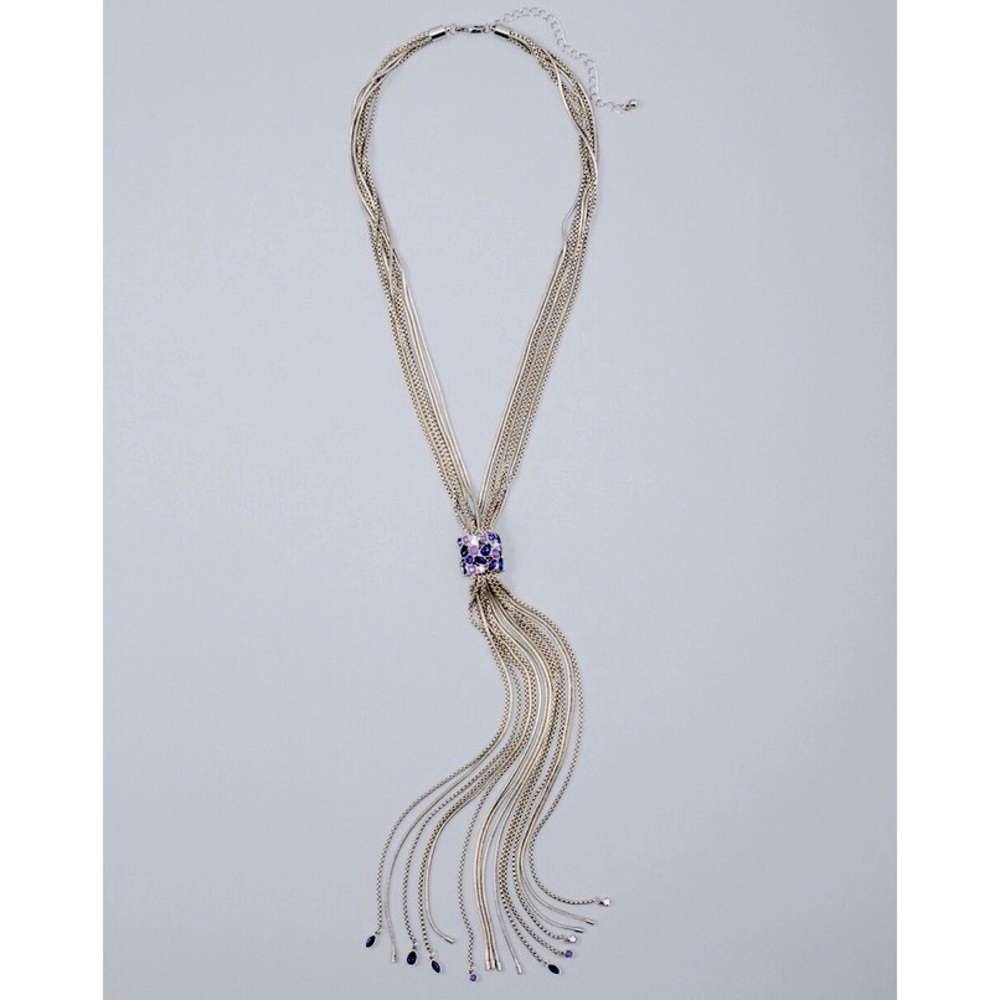 WHBM PURPLE STONE CLUSTER Y-NECKLACE
